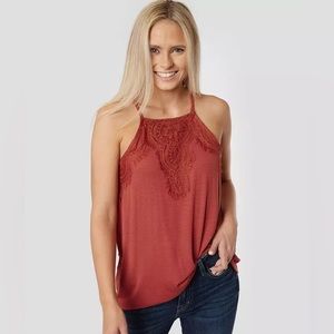 Daytrip Red Ribbed High Neck Tank Top Size: L